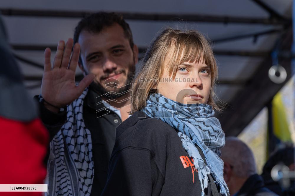 Pro-Palestine Demonstration with Greta Thunberg - Rome