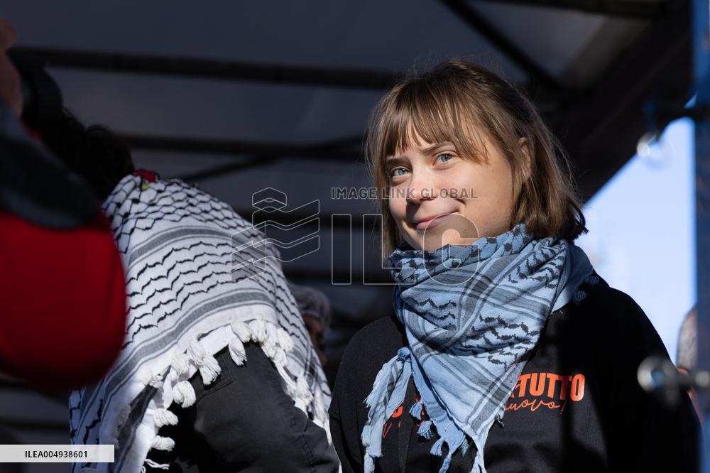 Pro-Palestine Demonstration with Greta Thunberg - Rome