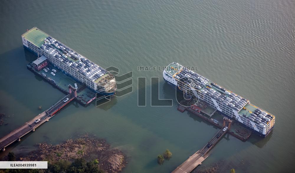 New Energy Vehicles Parked in Liangjiang New Area in Chongqing