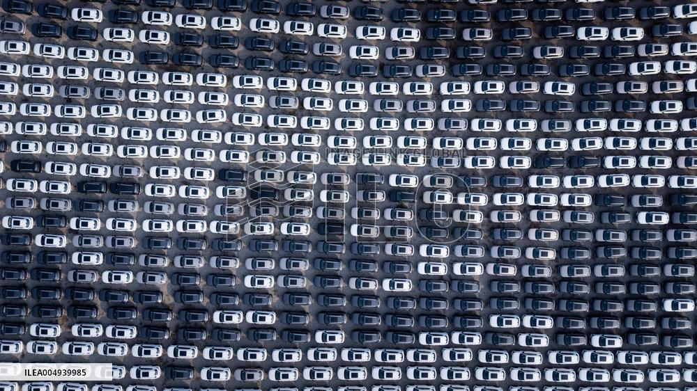 New Energy Vehicles Parked in Liangjiang New Area in Chongqing