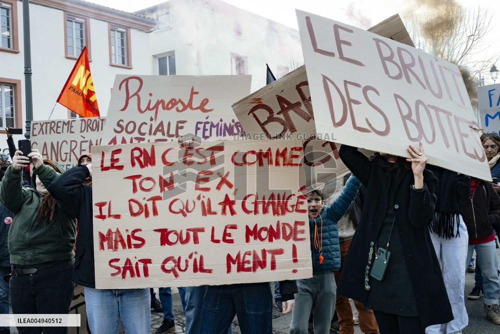 Protests against Jordan Bardella s visit in Moissac - France