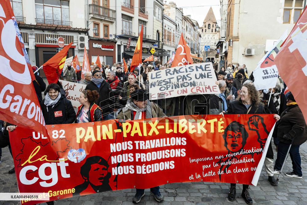 Protests against Jordan Bardella s visit in Moissac - France