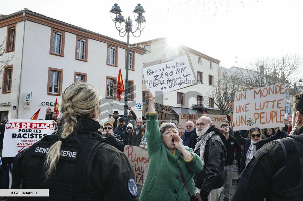 Protests against Jordan Bardella s visit in Moissac - France