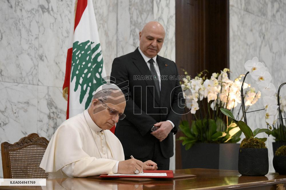 Pope Leo XIV Meets Lebanon's President Joseph Aoun - Beirut