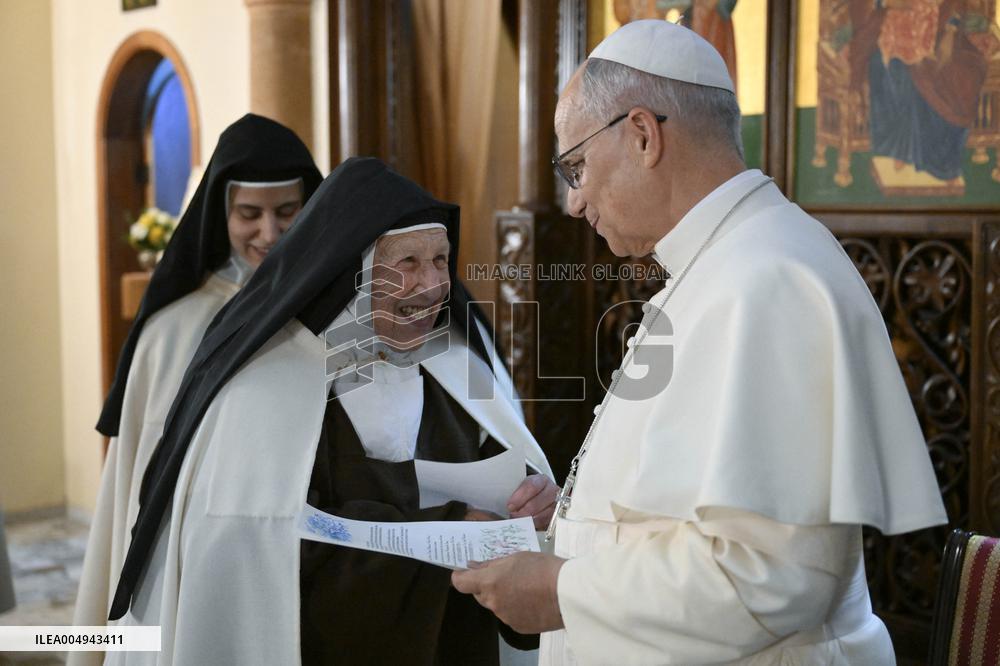 Pope Leo XIV Visits Carmelite Sisters In Harissa - Lebanon