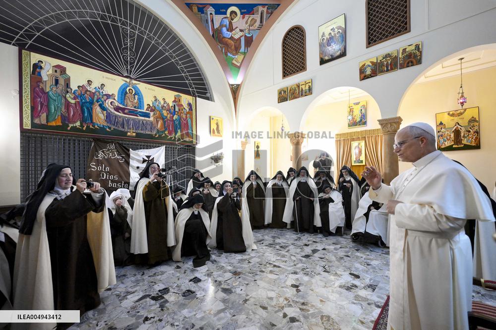 Pope Leo XIV Visits Carmelite Sisters In Harissa - Lebanon