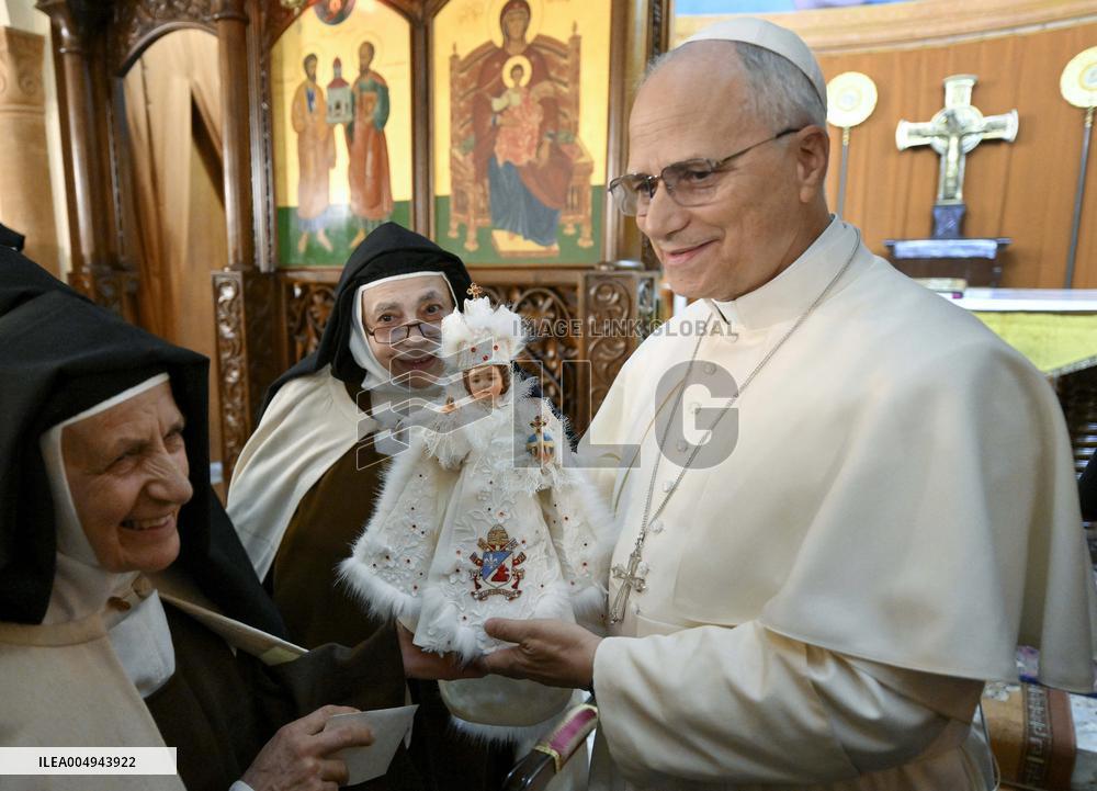 Pope Leo XIV Visits Carmelite Sisters In Harissa - Lebanon