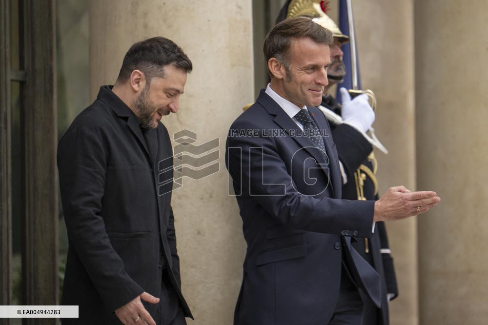 Macron And Zelensky After Meeting - Paris