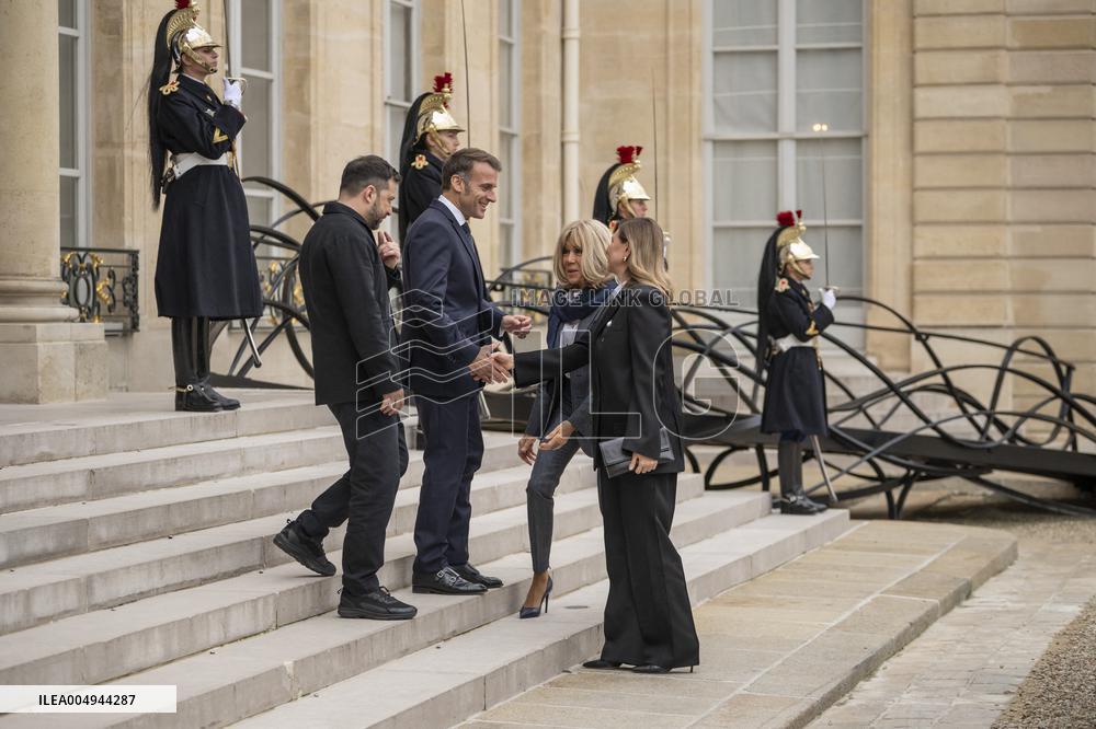 Macron And Zelensky After Meeting - Paris
