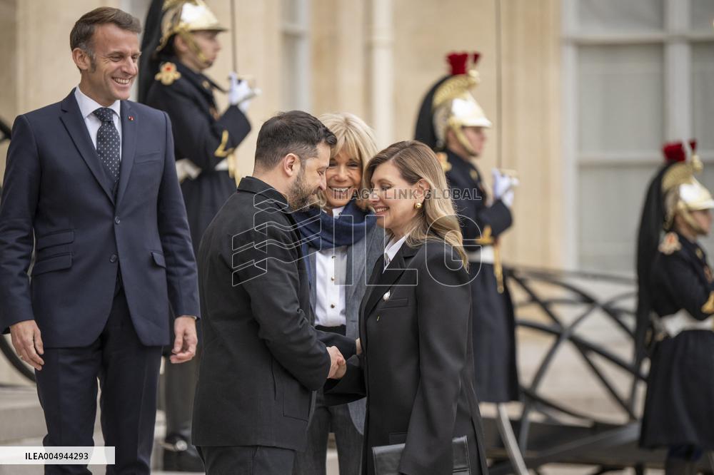 Macron And Zelensky After Meeting - Paris