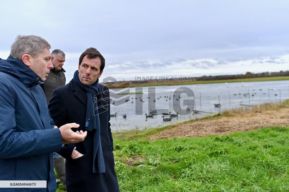 Mathieu Lefevre On A Ministerial Visit To Merville-Franceville - France
