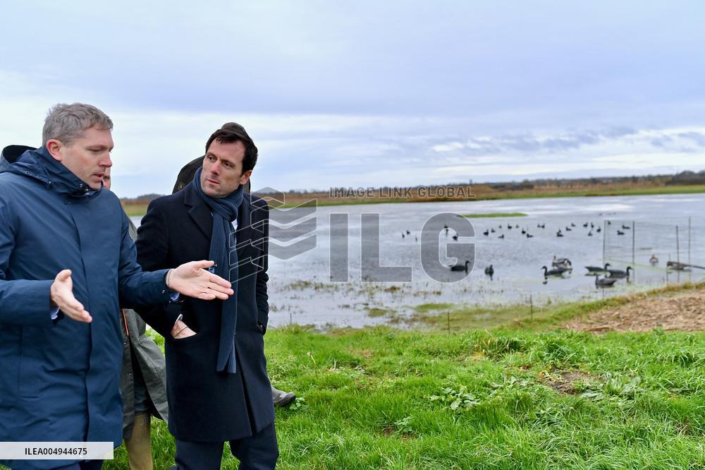 Mathieu Lefevre On A Ministerial Visit To Merville-Franceville - France