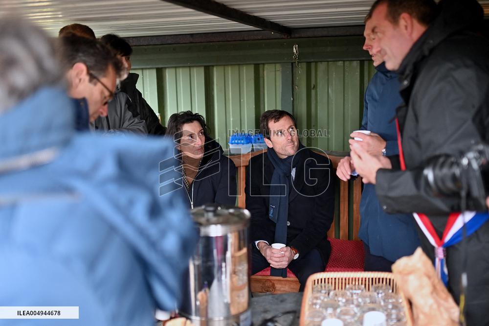 Mathieu Lefevre On A Ministerial Visit To Merville-Franceville - France