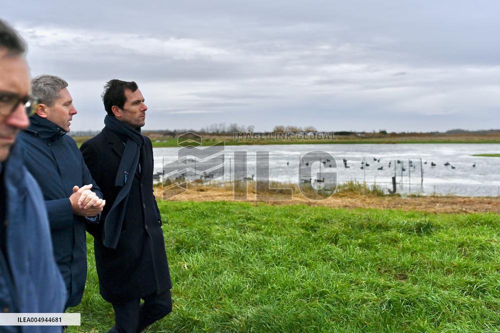 Mathieu Lefevre On A Ministerial Visit To Merville-Franceville - France