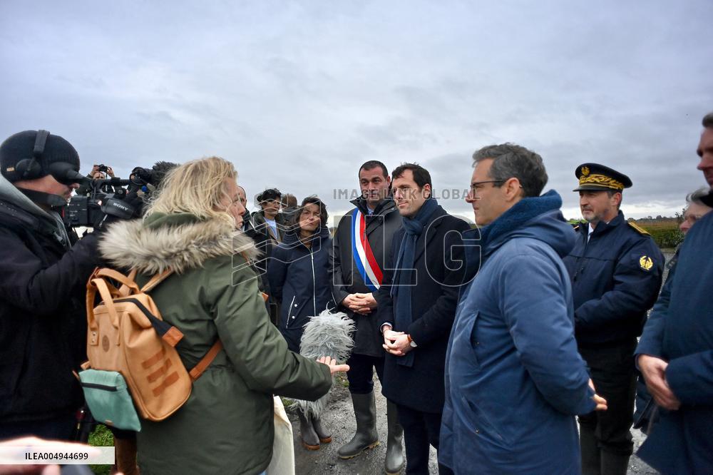 Mathieu Lefevre On A Ministerial Visit To Merville-Franceville - France