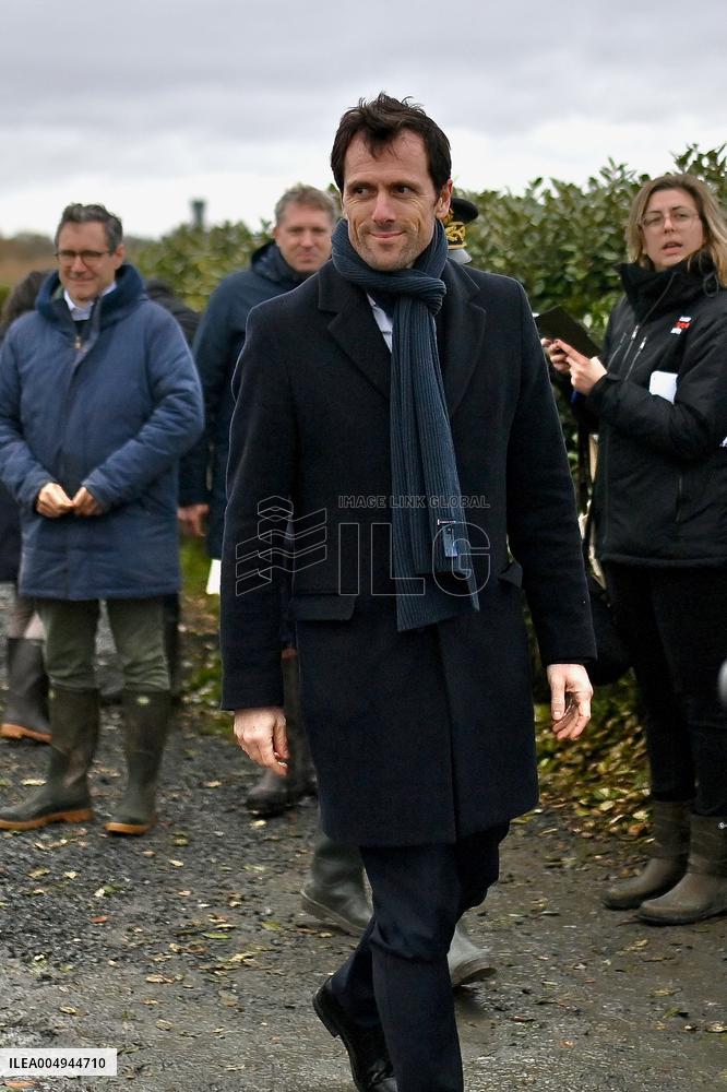 Mathieu Lefevre On A Ministerial Visit To Merville-Franceville - France