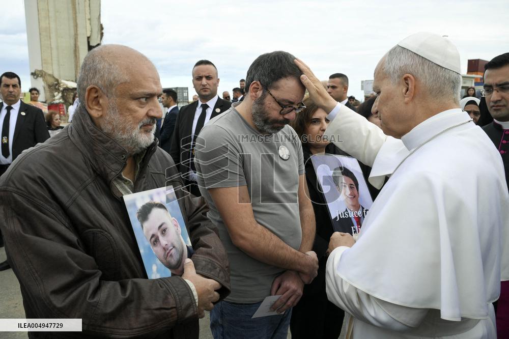 Pope Leo XIV Leads Silent Prayer at Beirut Port Blast Site - Lebanon