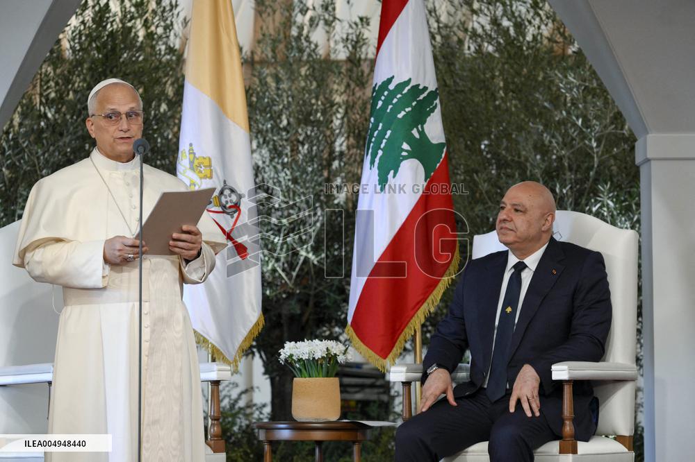 Pope Leo XIV At Farewell Ceremony at Beirut Airport - Lebanon