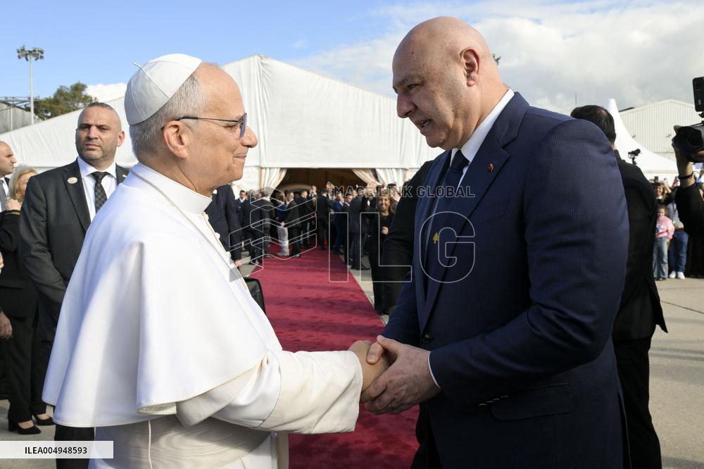 Pope Leo XIV At Farewell Ceremony at Beirut Airport - Lebanon
