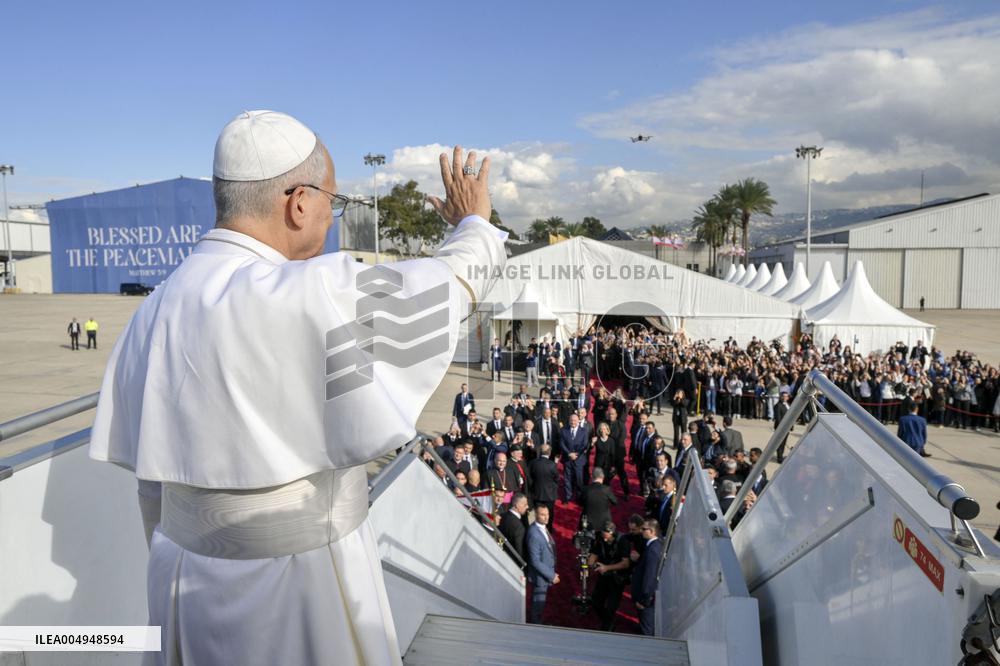 Pope Leo XIV At Farewell Ceremony at Beirut Airport - Lebanon
