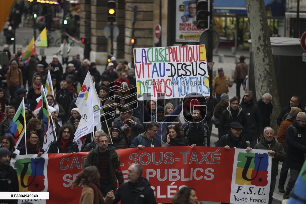 Protests Against New Austerity Measures in France - Paris