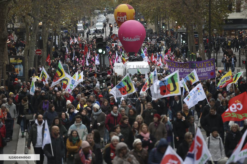 Protests Against New Austerity Measures in France - Paris
