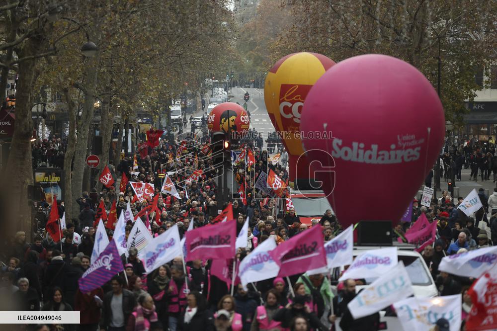 Protests Against New Austerity Measures in France - Paris