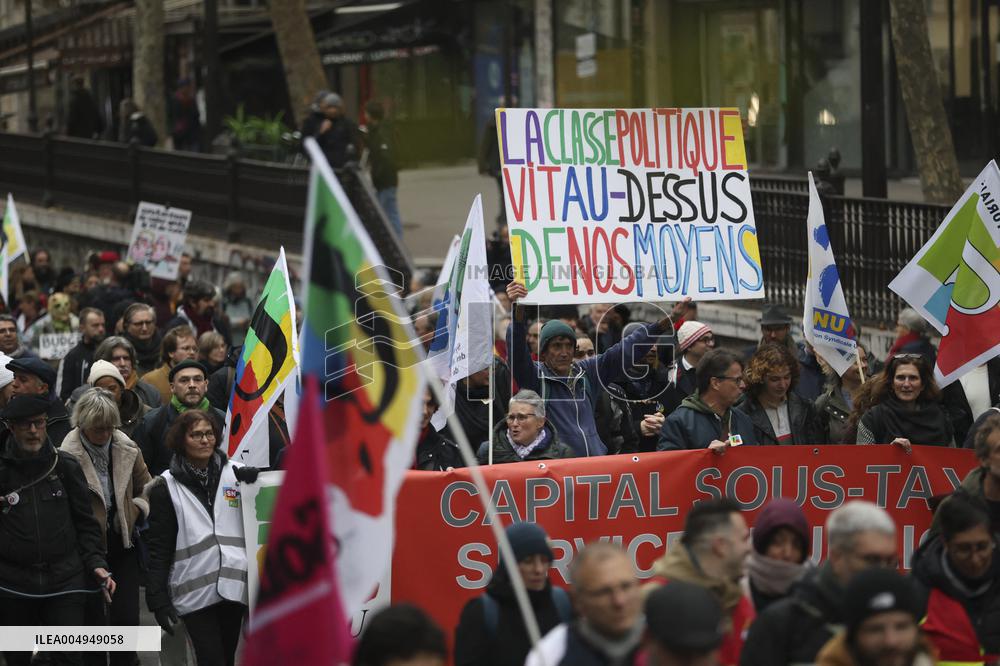 Protests Against New Austerity Measures in France - Paris