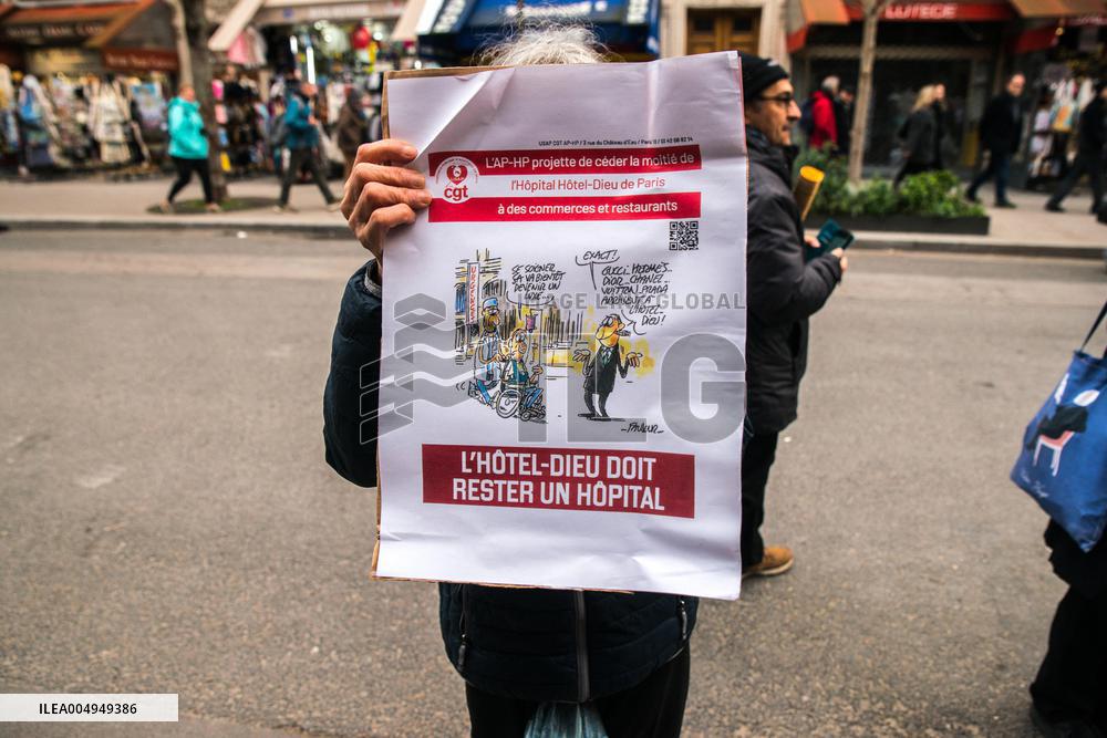 Hotel-Dieu Hospital Healthcare Workers Protest - Paris