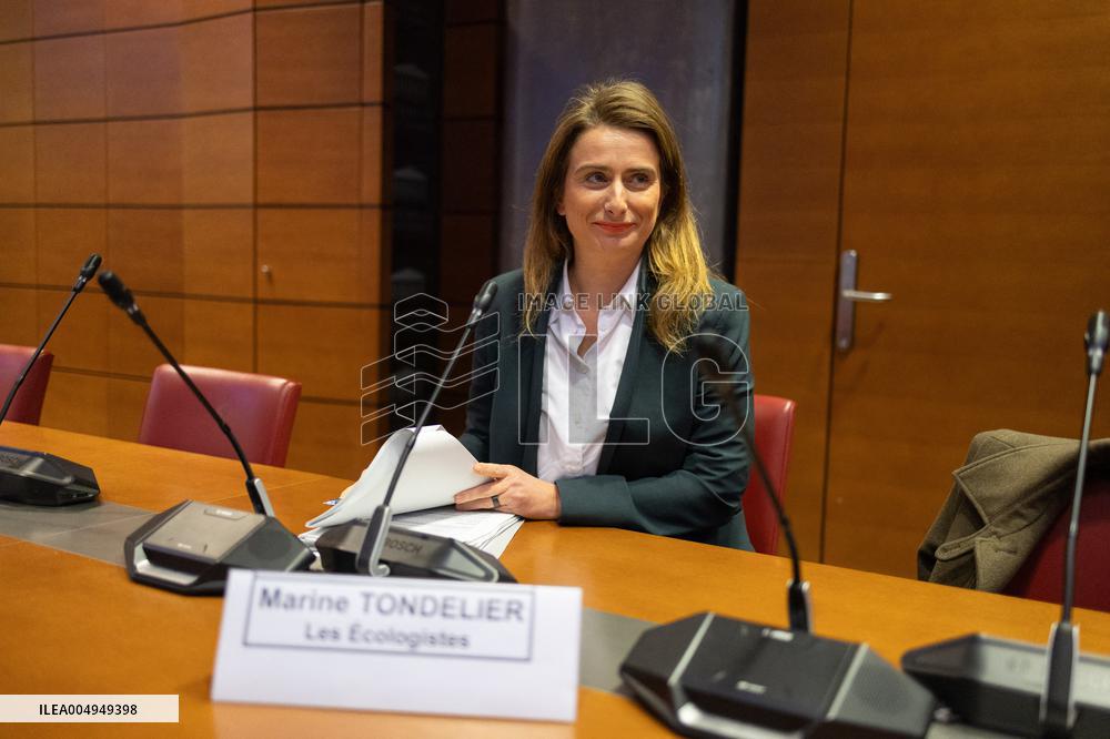 Hearing of Marine Tondelier at the National Assembly - Paris