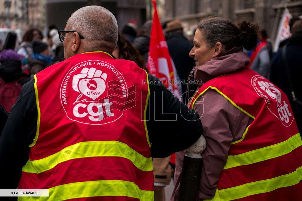 Hotel-Dieu Hospital Healthcare Workers Protest - Paris