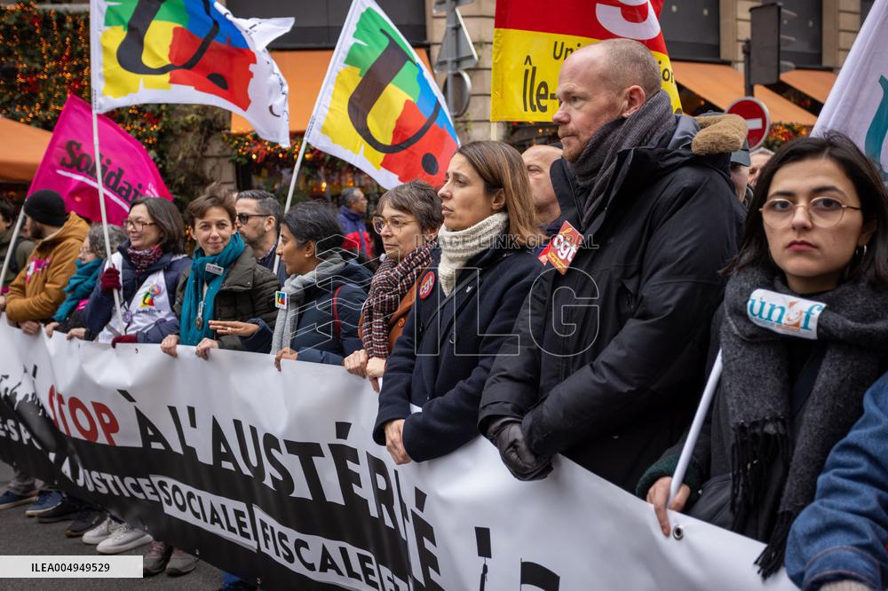 Protests Against New Austerity Measures in France - Paris