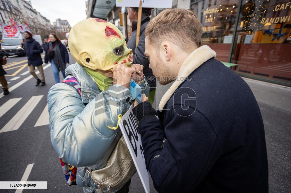 Protests Against New Austerity Measures in France - Paris
