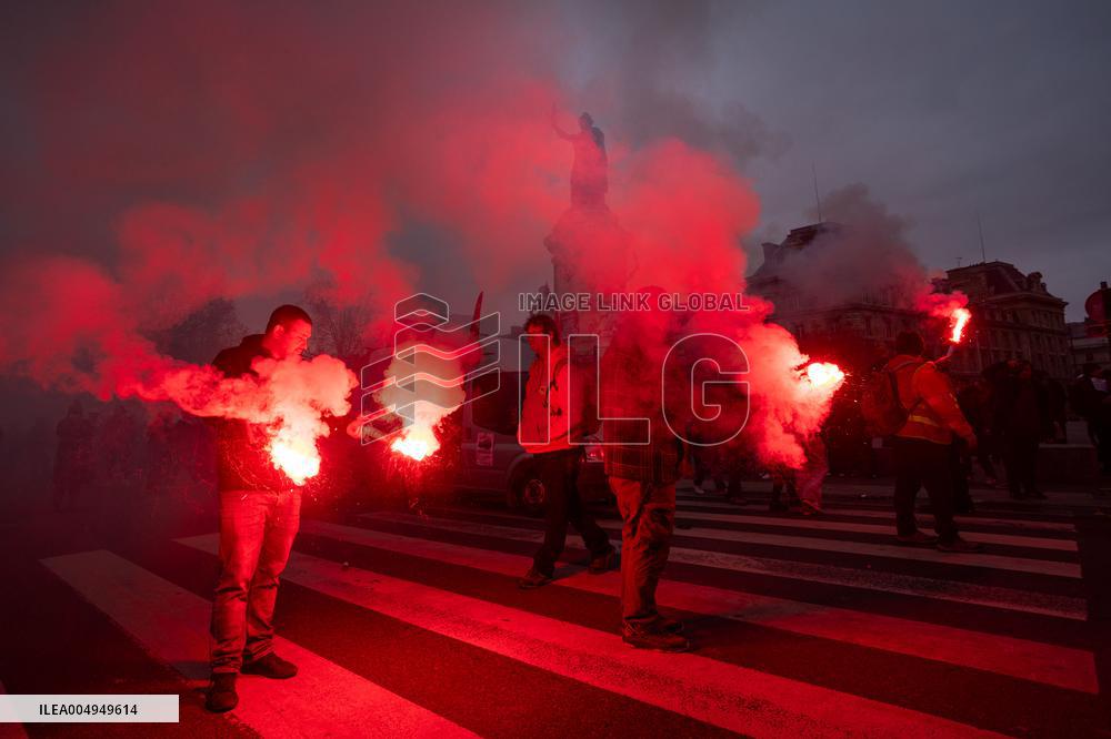 Protests Against New Austerity Measures in France - Paris