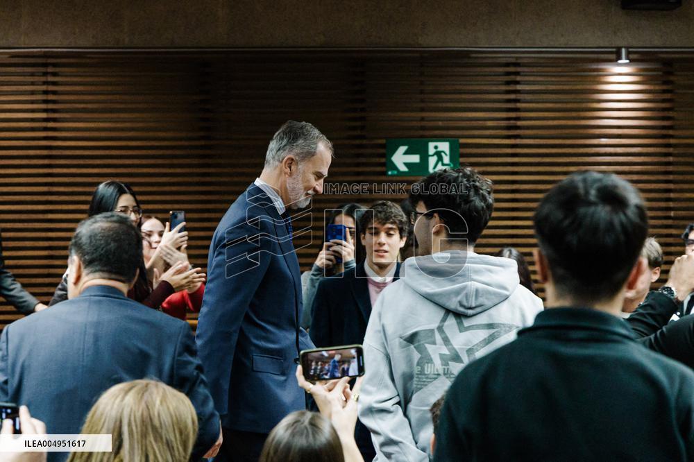 King Felipe At Democratization Conference - Madrid