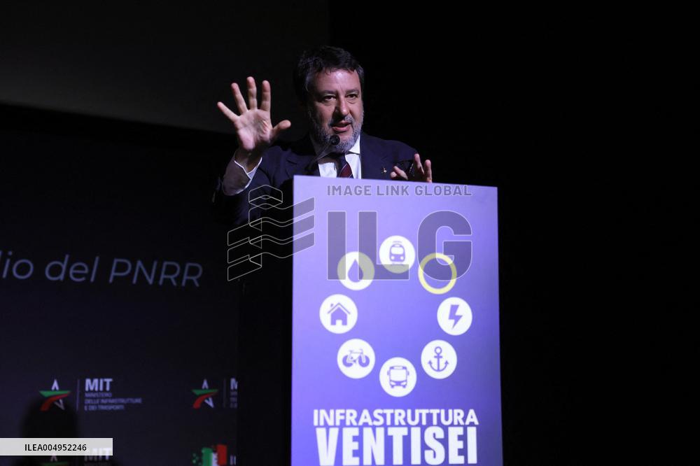 Matteo Salvini At Infrastruttura Ventisei - Rome