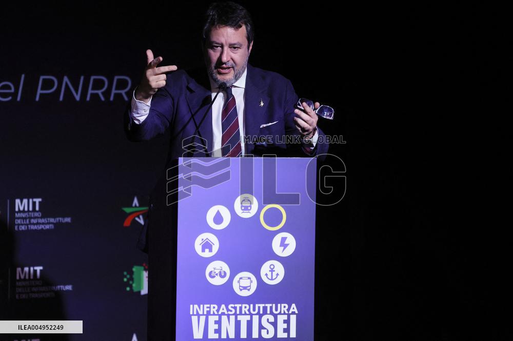 Matteo Salvini At Infrastruttura Ventisei - Rome