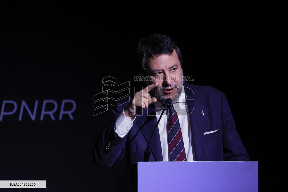 Matteo Salvini At Infrastruttura Ventisei - Rome