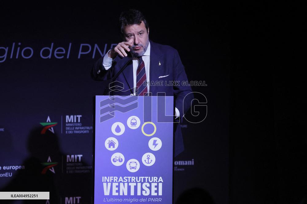 Matteo Salvini At Infrastruttura Ventisei - Rome