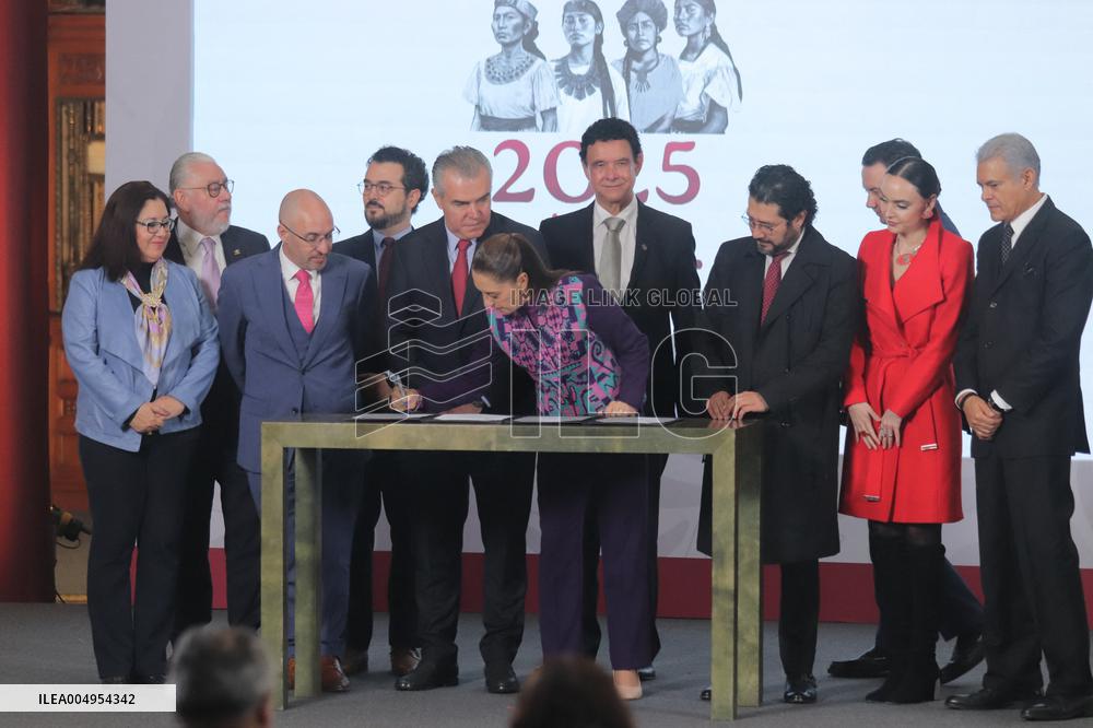 Mexican President Claudia Sheinbaum Holds Briefing Conference - Mexico