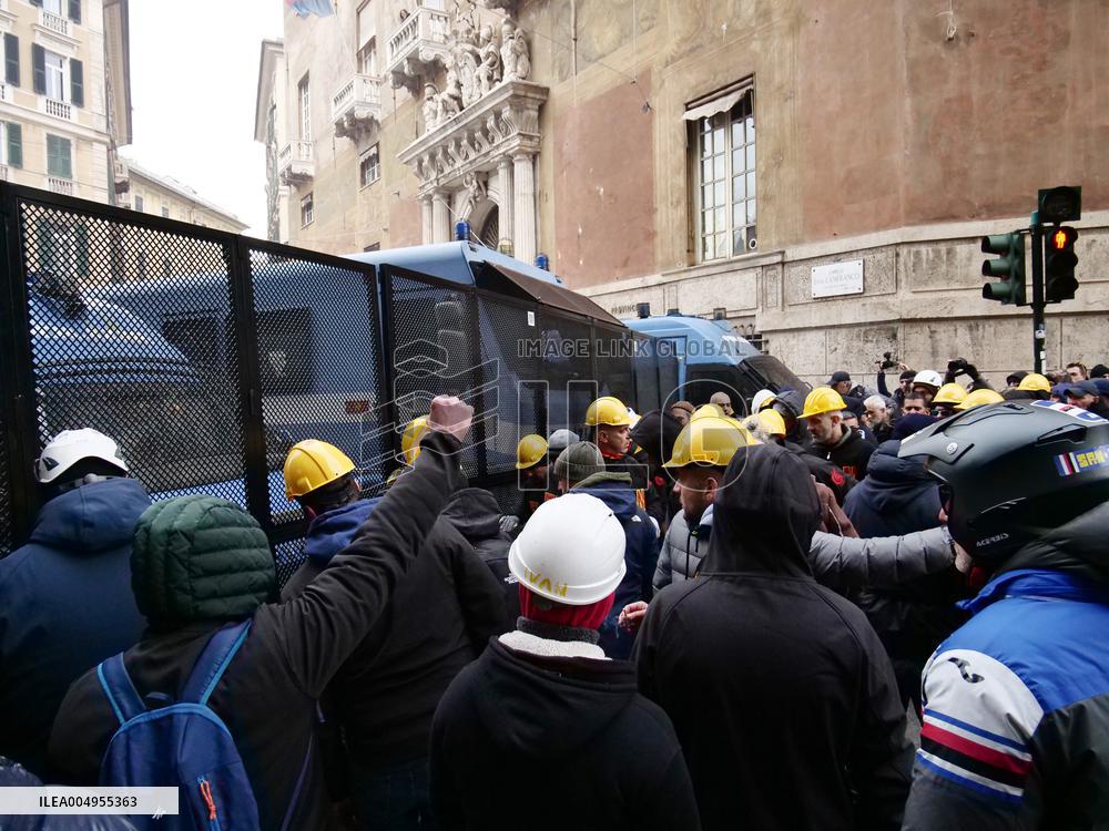 Former Ilva Workers Protest - Genoa
