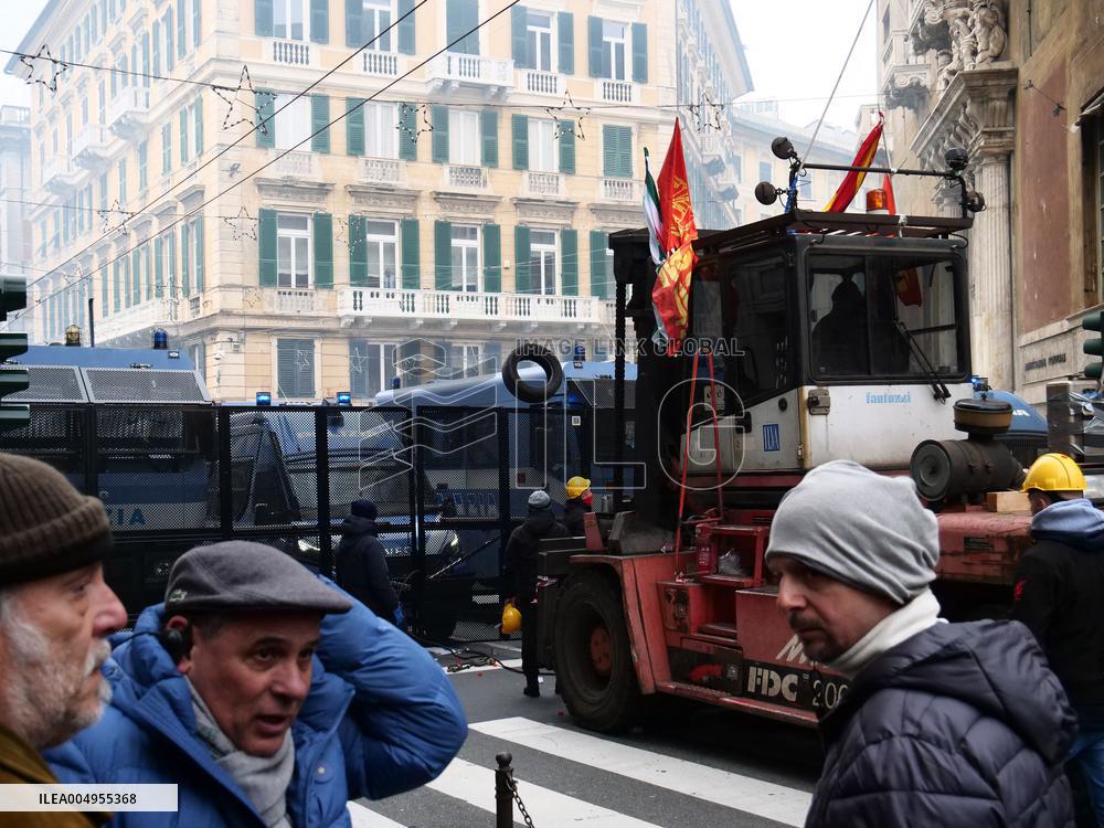 Former Ilva Workers Protest - Genoa