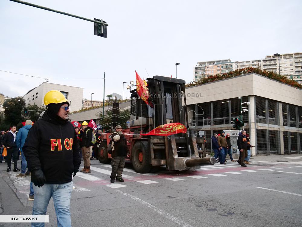 Former Ilva Workers Protest - Genoa