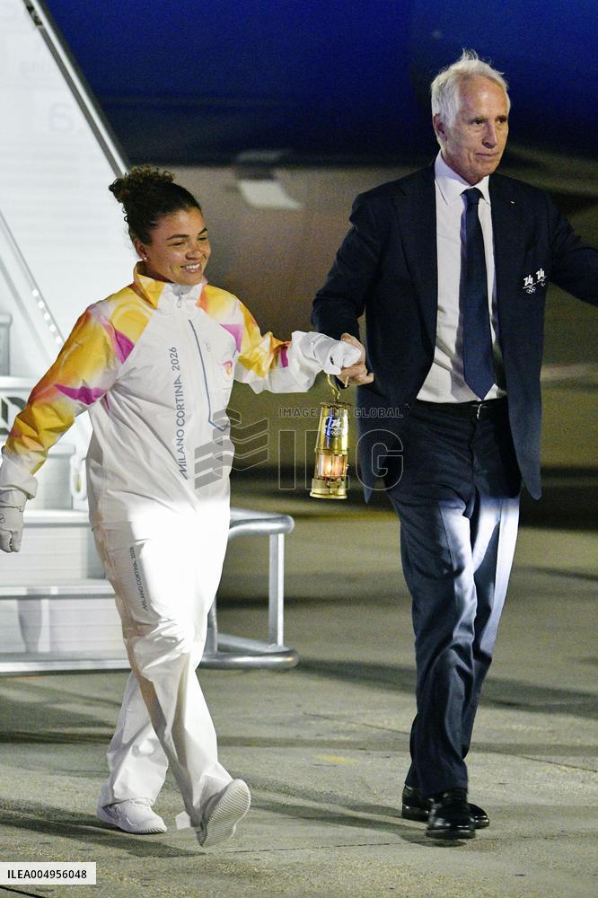 Olympic flame arrives in Italy