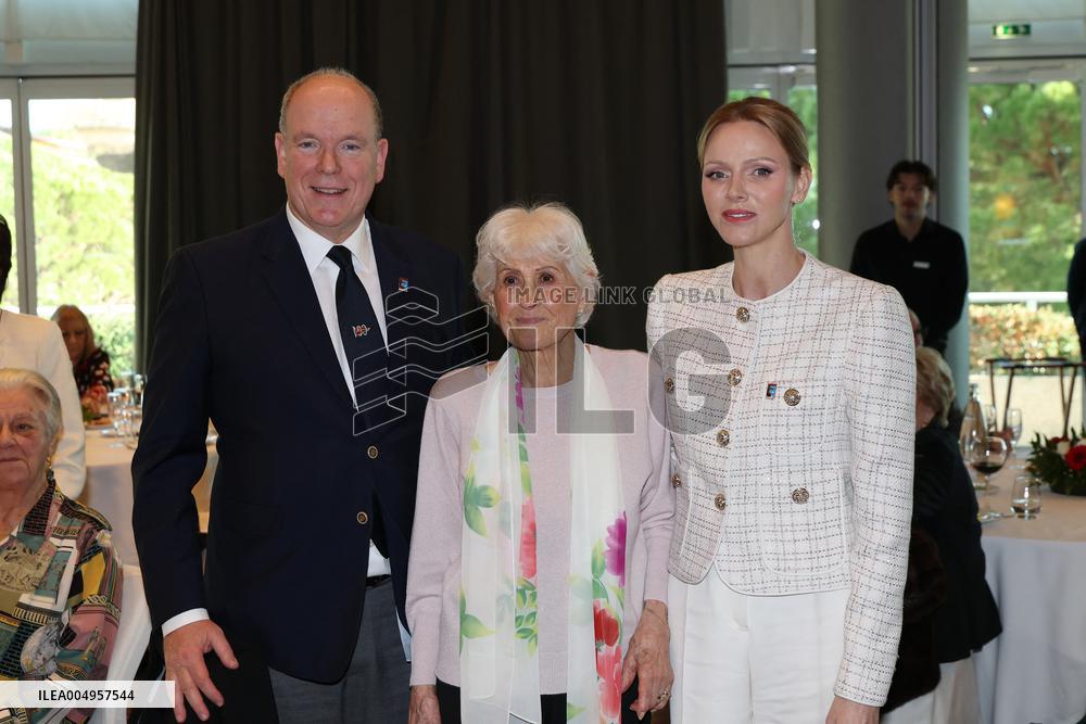 NO TABLOIDS - Prince Albert and Princess Charlene with Friendship Group of Monegasque Elders - Monaco