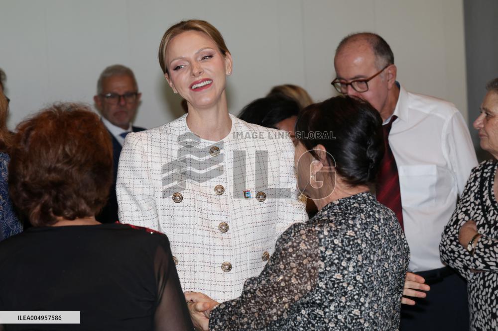 NO TABLOIDS - Prince Albert and Princess Charlene with Friendship Group of Monegasque Elders - Monaco