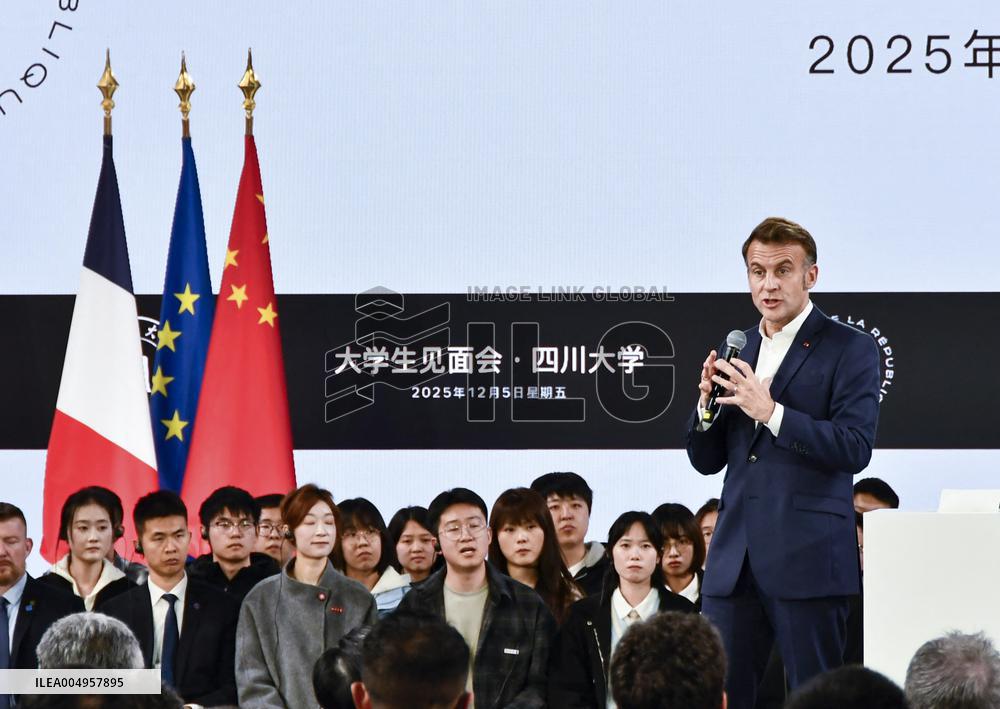 Macron Visits Sichuan University - China