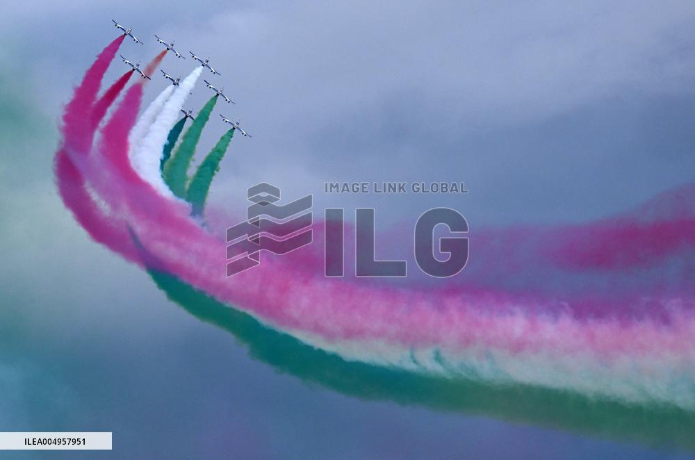 Italian Aerobatic Squad Frecce Tricolori Flies Over Rome - Italy