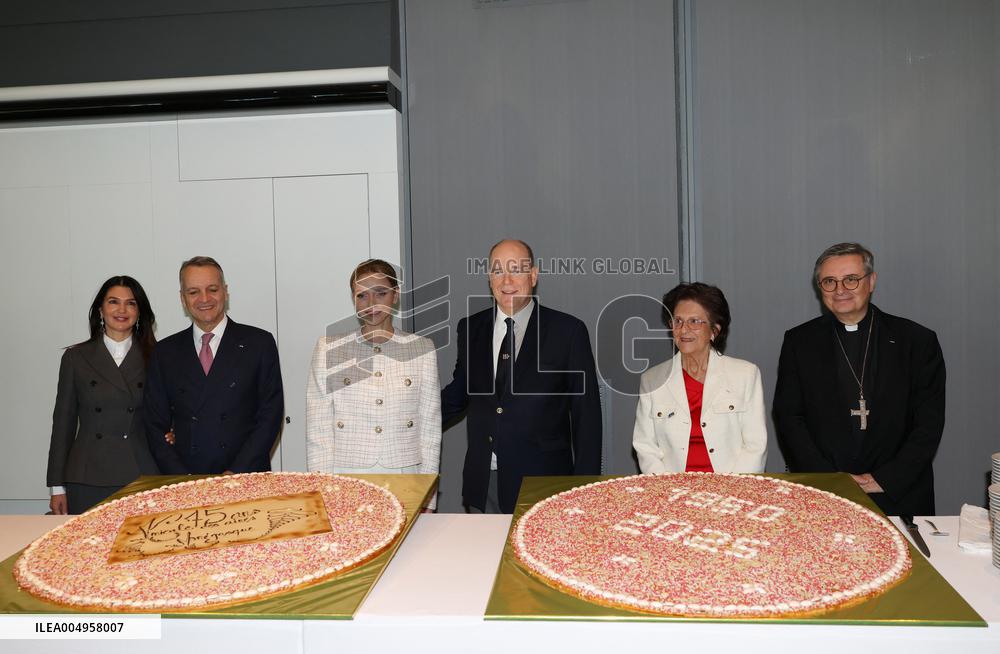 NO TABLOIDS - Prince Albert and Princess Charlene with Friendship Group of Monegasque Elders - Monaco
