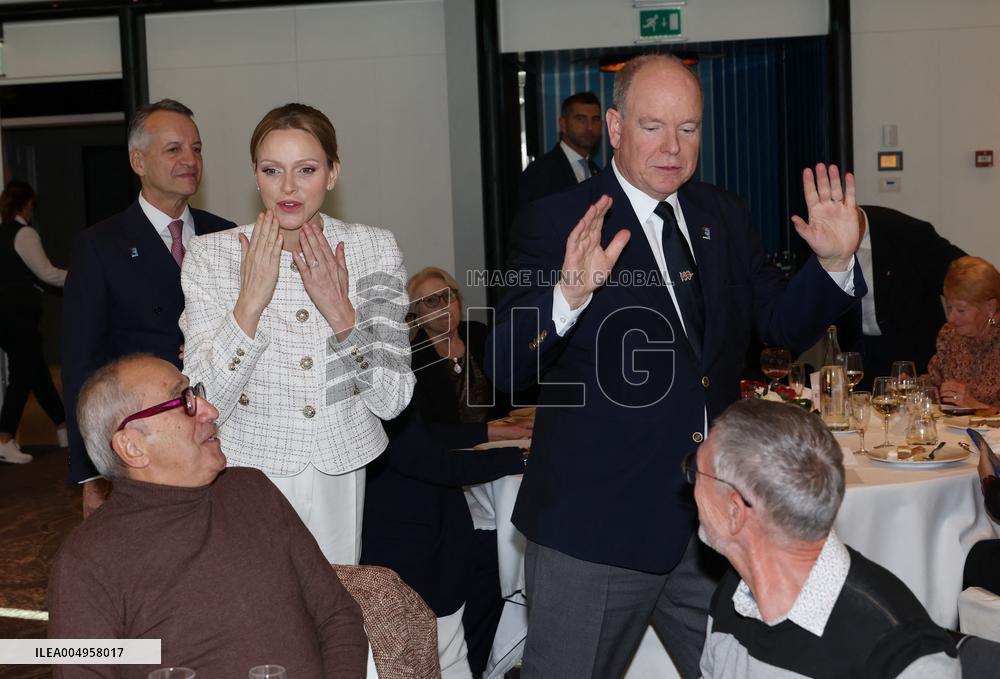 NO TABLOIDS - Prince Albert and Princess Charlene with Friendship Group of Monegasque Elders - Monaco